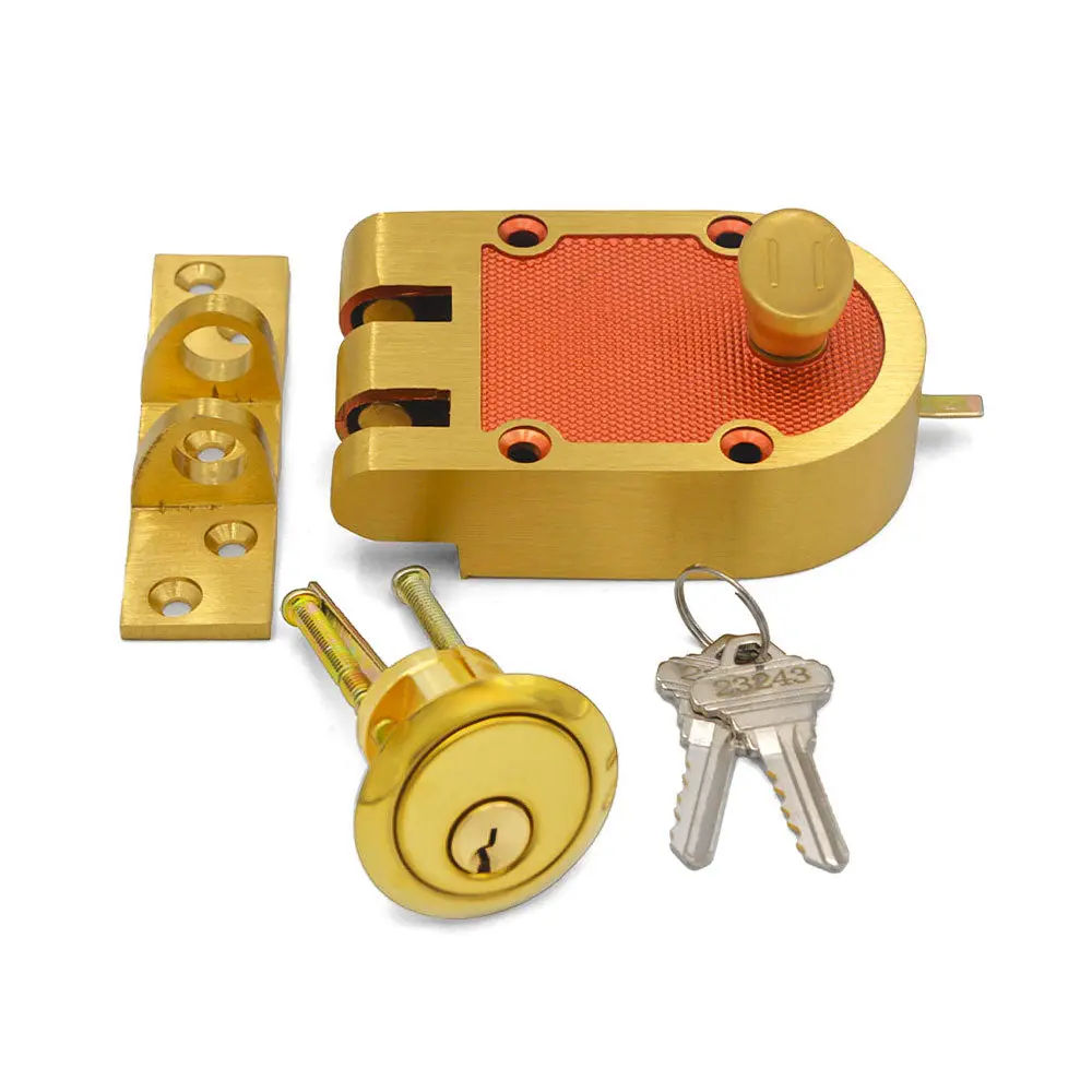 SC1 Jimmy-Proof Mortise Lever Handle Door Security Hardware, Sturdy Lock, Heavy-Duty Single Cylinder Bronze Brass Deadbolt, Pry-Resistant Against Force Entry, 2 Keys, 2-3/4'' Larger Backset