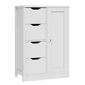 ANNWS Bathroom Floor Storage Cabinet, Wooden Storage Organizer with 4 Drawers and 1 Cupboard