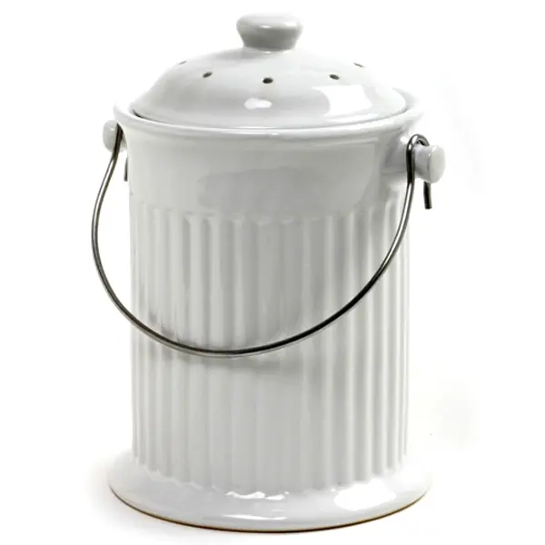 212 MAIN Compost Bin, 3.8L Ceramic Countertop Crock, Odor-Free with Stainless Steel Filter for Kitchen & Camp Use