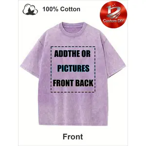 Custom Photo/Text Personalized Vintage Washed T-Shirt - 100% Heavy, Unisex Loose Version with Custom Back Printing - Vintage Pre-Shrinkable T-Shirt for Men and Women - Add Your Own Picture or Message, Shirt, Fall Adult T-Shirt, Vintage Washed