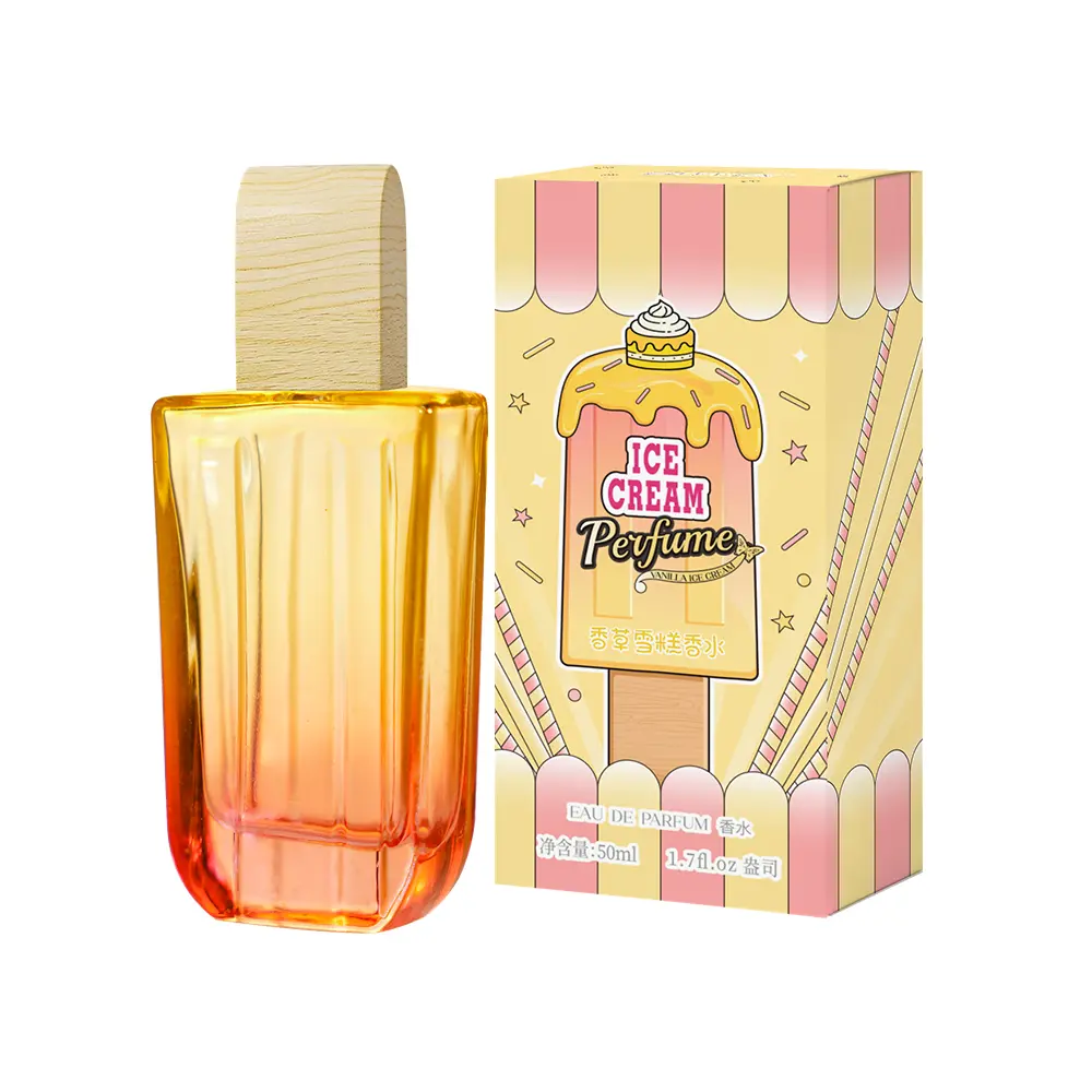 EBYVEN Women's Vanilla Gourmand Perfume - Alcohol-Containing Natural Liquid Fragrance, Creamy Sweet Scent with Ambergris Notes, Orange Ice Cream Bottle, 1.7 fl oz/50ml, Adult-Use Single Item, Adults, Creamy Sweet Aura, Contains Alcohol