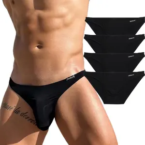 Avidlove Men's 4-Pack Classic Low-Rise Stretchy Hip Briefs Bikini, Menswear Underwear with Silky Smooth Fabric, Ultra Pouch Design, Sexy & Casual for Daily Wear