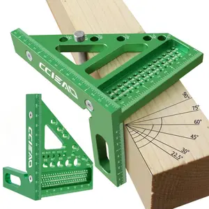 Aluminum Draftsman Square Marking Tool, Multi Angle Triangulation Instrument 22.5-90 Degrees, High Precision Woodworking Tool for DIY & Construction
