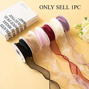 1 Roll Clear Gauze Ribbon - Durable Sheer Organza for Flower Bouquets & Cake Decor - Versatile Craft Tape for Weddings, Valentine’s & Party Embellishments - DIY Decorative Ribbon