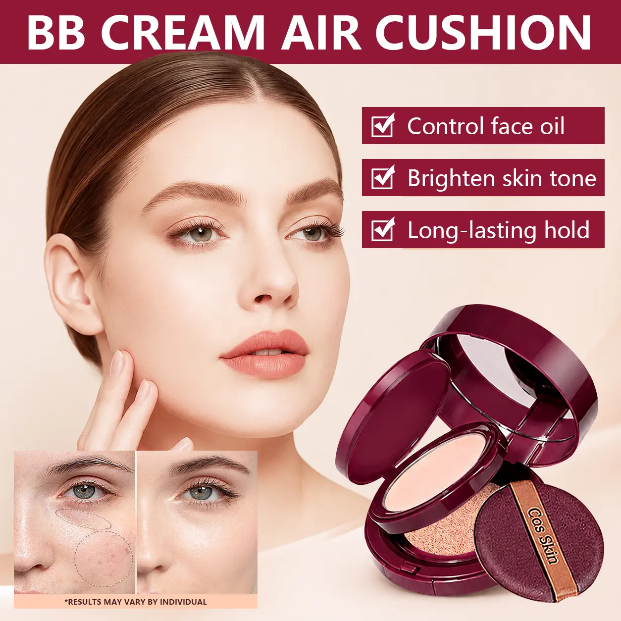 2-in-1 Cushion BB Cream and Double Concealer Set, beginner makeup, suitable for the whole face, matte and natural finish - foundation suitable for mature skin, long-lasting and high coverage for a flawless look, valued at $39. Cosmetic