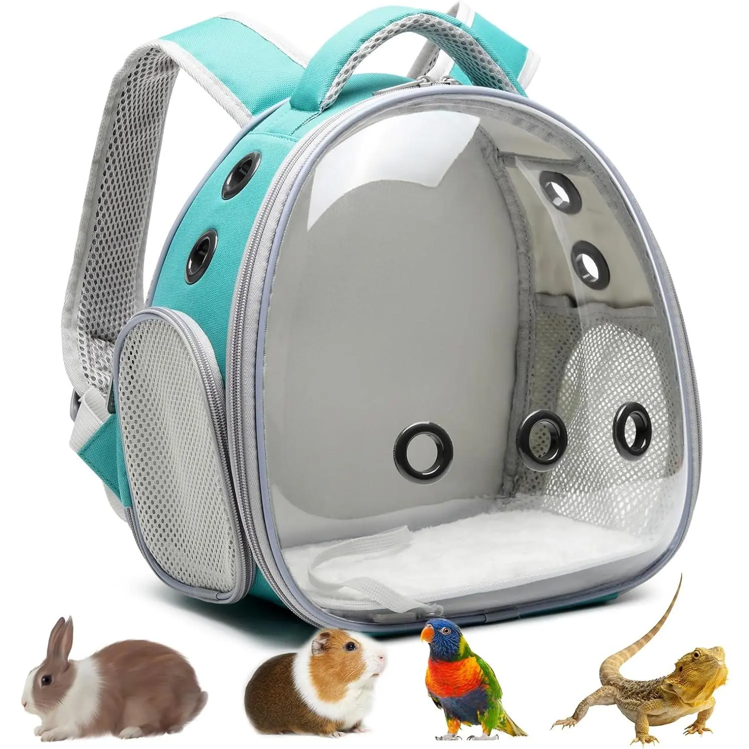 Portable Travel pet Backpack Carrier Hamster Bag Guinea Pig Bird Small   Turtle Carrier  Cage  Bearded Dragon Breathable Hangbag (Green)
