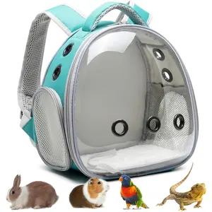 Portable Travel pet Backpack Carrier Hamster Bag Guinea Pig Bird Small   Turtle Carrier  Cage  Bearded Dragon Breathable Hangbag (Green)