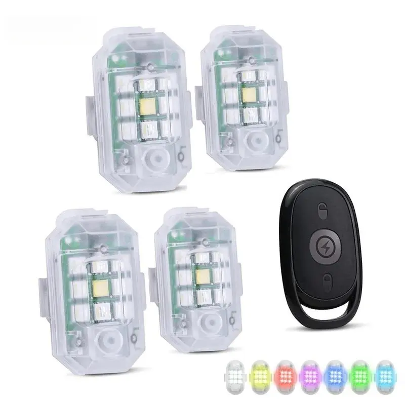 Strobe Lights Kit 2/4Pcs RGB Aircraft Rock Lights with Remote for Cars Trucks ATVs Motorcycles Greenish Spring