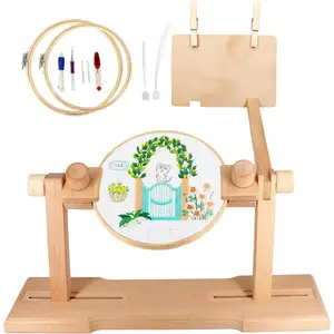 Embroidery Stand, Adjustable Embroidery Hoop Holder, Cross Stitch Stand with Embroidery Kit and 3 count Embroidery Hoops