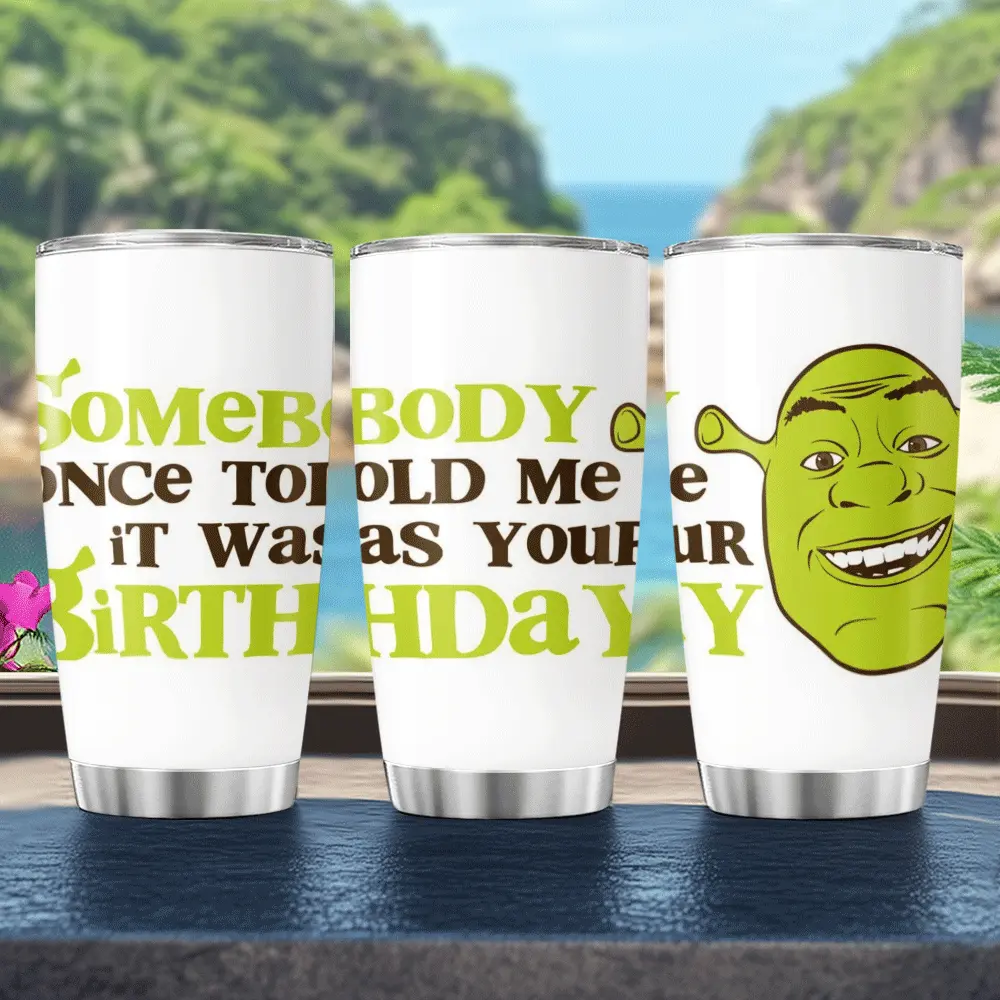Tumbler Shrek Birthday Cake Shrek Birthday Steel Coffee Tea Insulated Travel Iced Stainless 20 30 Oz Hot Office