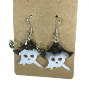 Handmade UV resin Pirate Skull dangle earrings