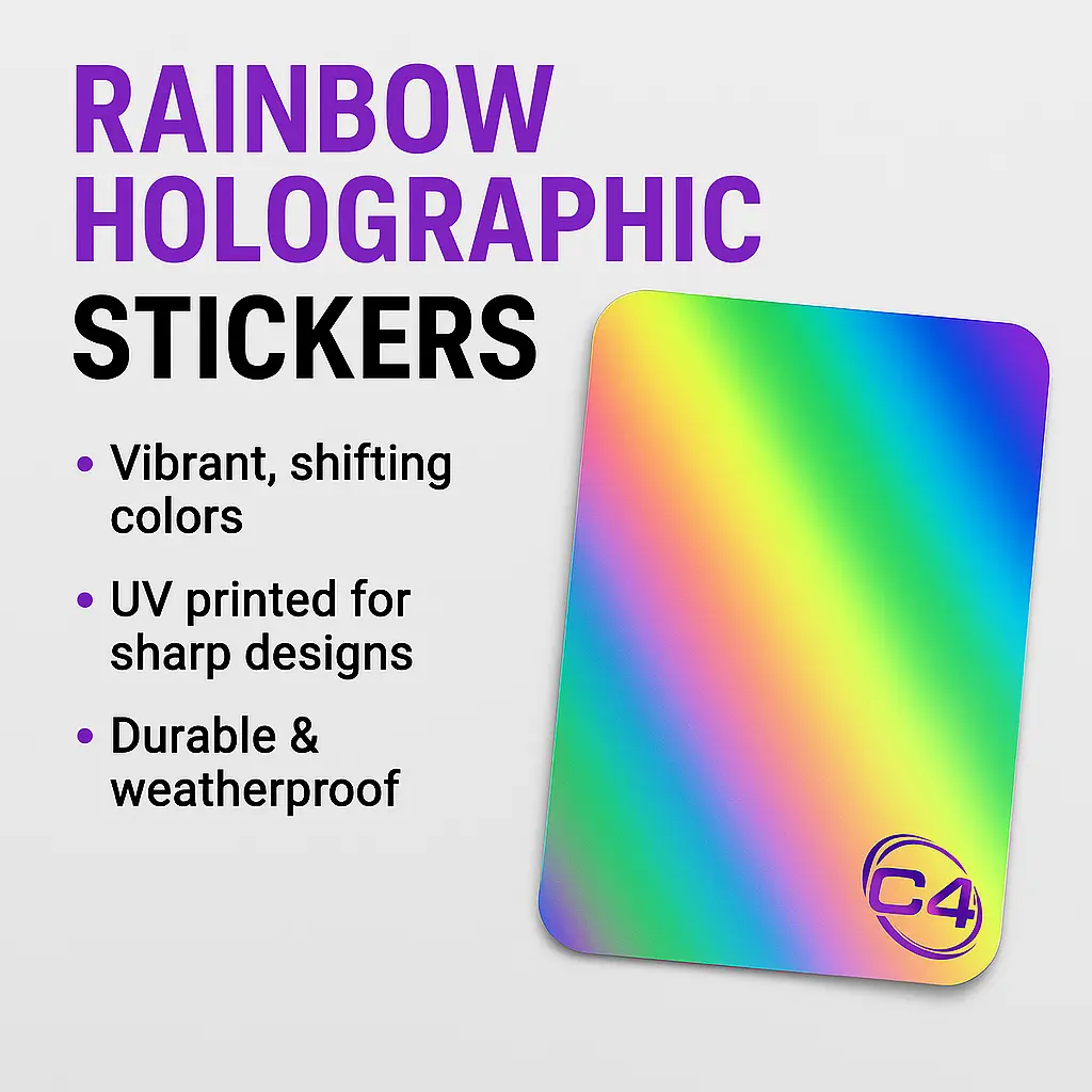 Custom Stickers – Design Your Own with Our Easy Online Tool! - Rainbow Holographic Chrome