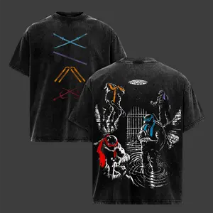 Teenage Mutant Ninja Turtles Retro Vintage Limited Edition Raven Wash Tee Menswear Clothes 100% Premium Cotton Soft Top Classic Apparel