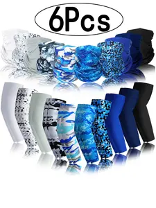 6Pcs-Ice Silk Sun Protection Scarf Summer Cycling Shade Essential Breathable Arm Sleeve Car Driving Guard Long Unisex Sleeves Uv arm sleeves