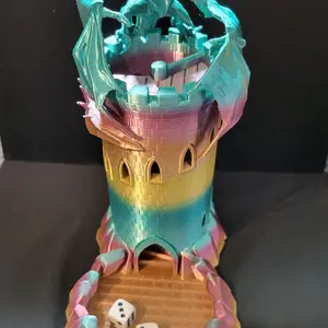 3D-printed Castle with Dragon - Multicolor castle for gamers and collectors