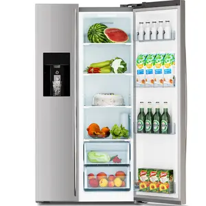 2 French Door Refrigerator, with Side Freezer & Dispensor, Ice Maker,Adjustable Thermostat, 20 Cu Ft, Stainless Steel