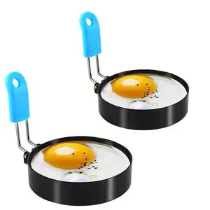 1 round non stick fried egg mold! Home Breakfast Fried Egg God Tool with Handle Fried Egg Ring Fried Egg/Burger/Pancake Mold, Round Shaped Design, Frying Perfect Round Fried Egg