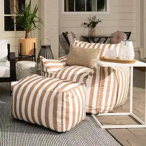 Kirklands Taupe Striped Comfy Foam Outdoor Lounge Chair