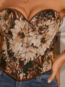 Women's Vintage Floral Denim Overlap Braided Top, Elegant Design, Perfect for Casual and Party Wear, Stylish Jean Blouse, Womenswear, Fashion