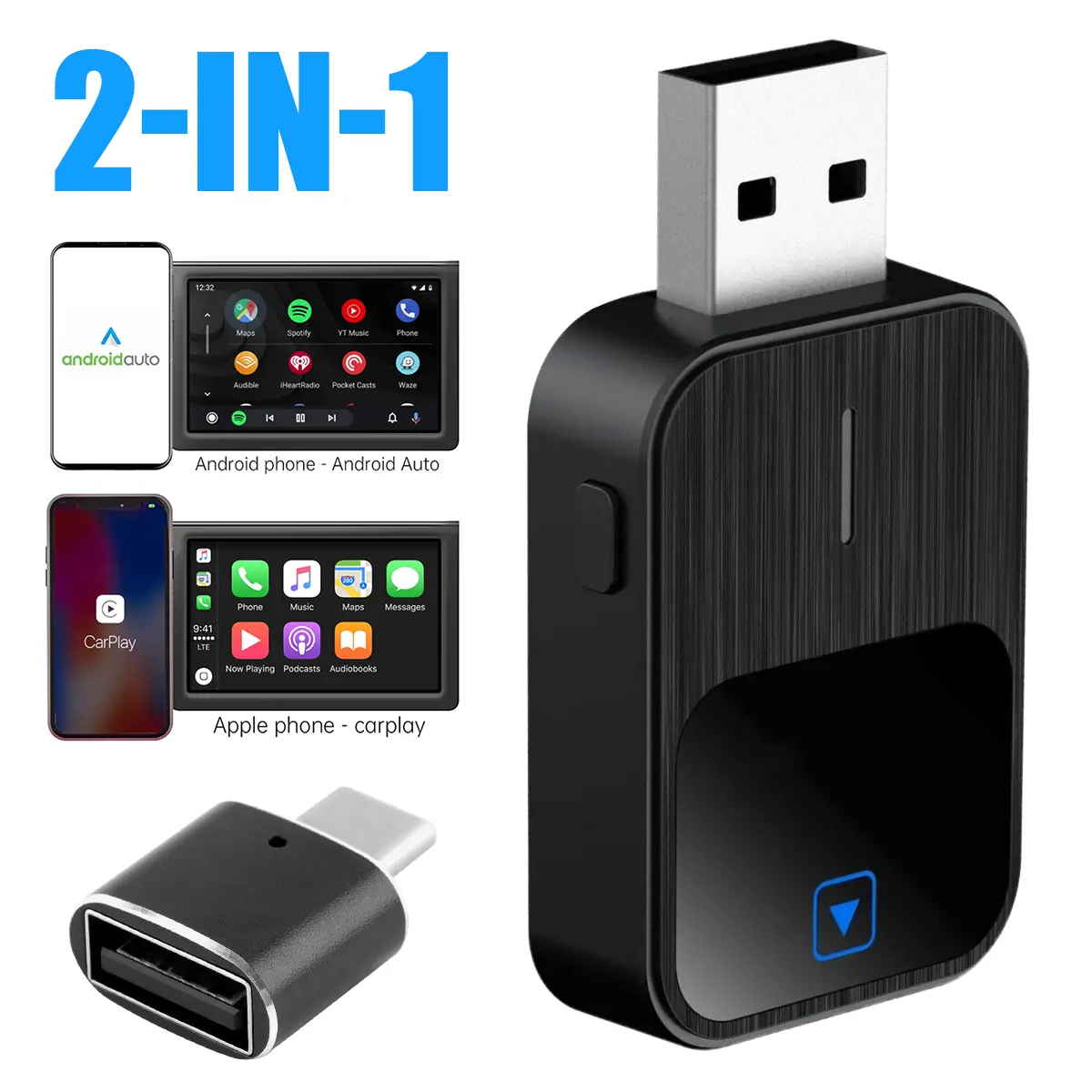 2026 Plug & Play Wireless CarPlay Adapter Smooth No Lag OTA Firmware Auto Reconnect for Audi Ford Honda Hyundai Factory Wired Not for Tesla