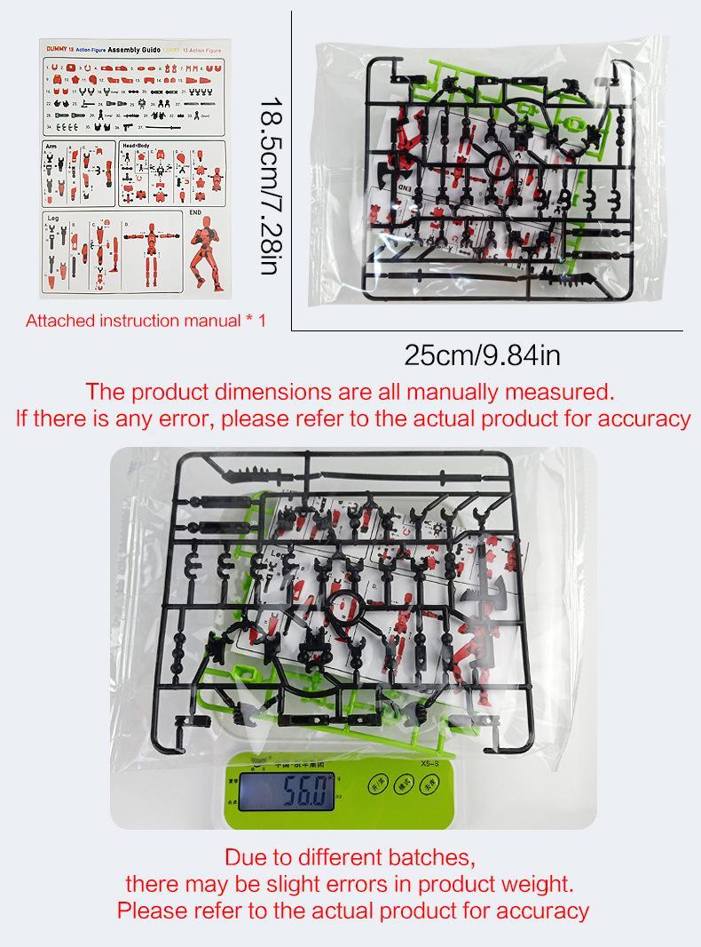 5-Piece Assembly DIY Dummy Titan T-13 Action Figure Multi-Jointed Movable, Lucky Action Figures, Multi-Articulated Action Figures, Desktop Decorations, Creative Gifts Craft Figurine Toy Set