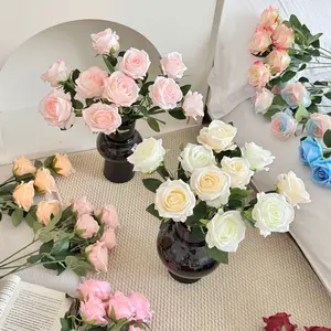 Single artificial rose for Valentine's Day, home and wedding decoration, artificial flower wall, fake flower, artificial flower for indoor garden, flower diameter 2.7 inches bundle