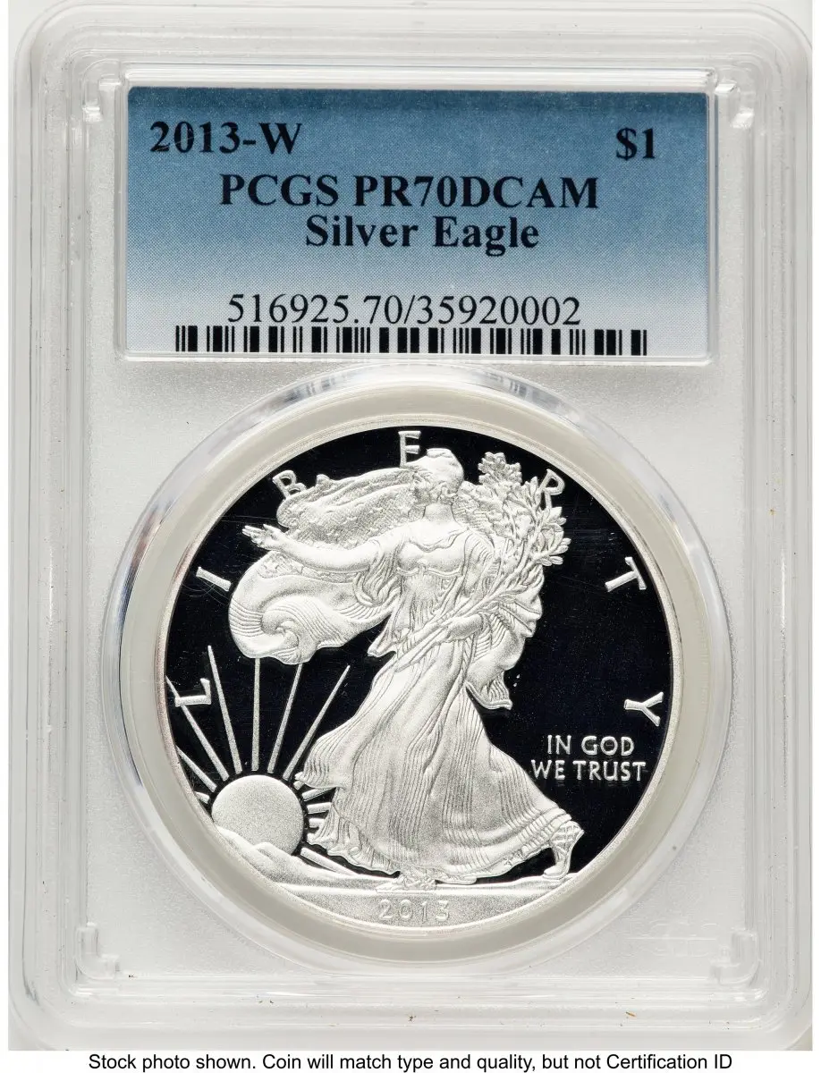 Modern Bullion Coins (2013-W Proof Silver Eagle 1 oz Blue Gradient)