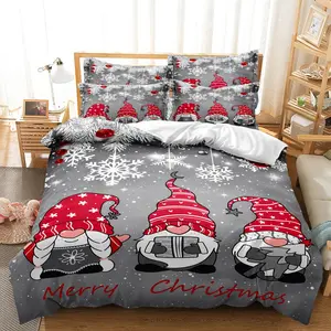 3pcs Christmas Letter Snowflake Gnome Cartoon Digital Print Duvet Cover Set - 100% Polyester Breathable Fabric, All-Season Comforter Cover With Pillowcases, Machine Washable, No Insert - Christmas Gifts 1 Duvet Cover+2 Pillowcases Bedroom Bedding Set