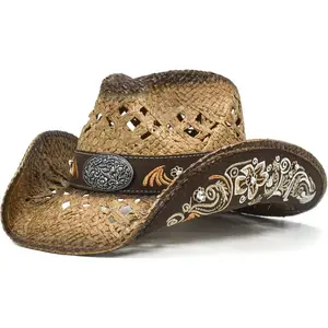 Cowboy Hats for Women and Men Straw Western Hat Embroidered Cowboy Hat for Cowboys and Cowgirls