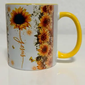 Taza personalizada de girasoles con nombre – Personalized Sunflower Mug 11oz