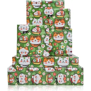 Sushi  Wrapping Paper 6 count Cute Kawaii     Wrap Paper for  Girls Boys Birthday  Shower Holiday,19.6 X27.8Inch