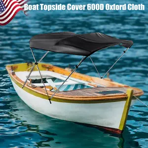 Universal 72Inch Boat Bimini Top 3 Bow Aluminum Frame Waterproof UV Protection Cover for Pontoon Inflatable Fishing Boats