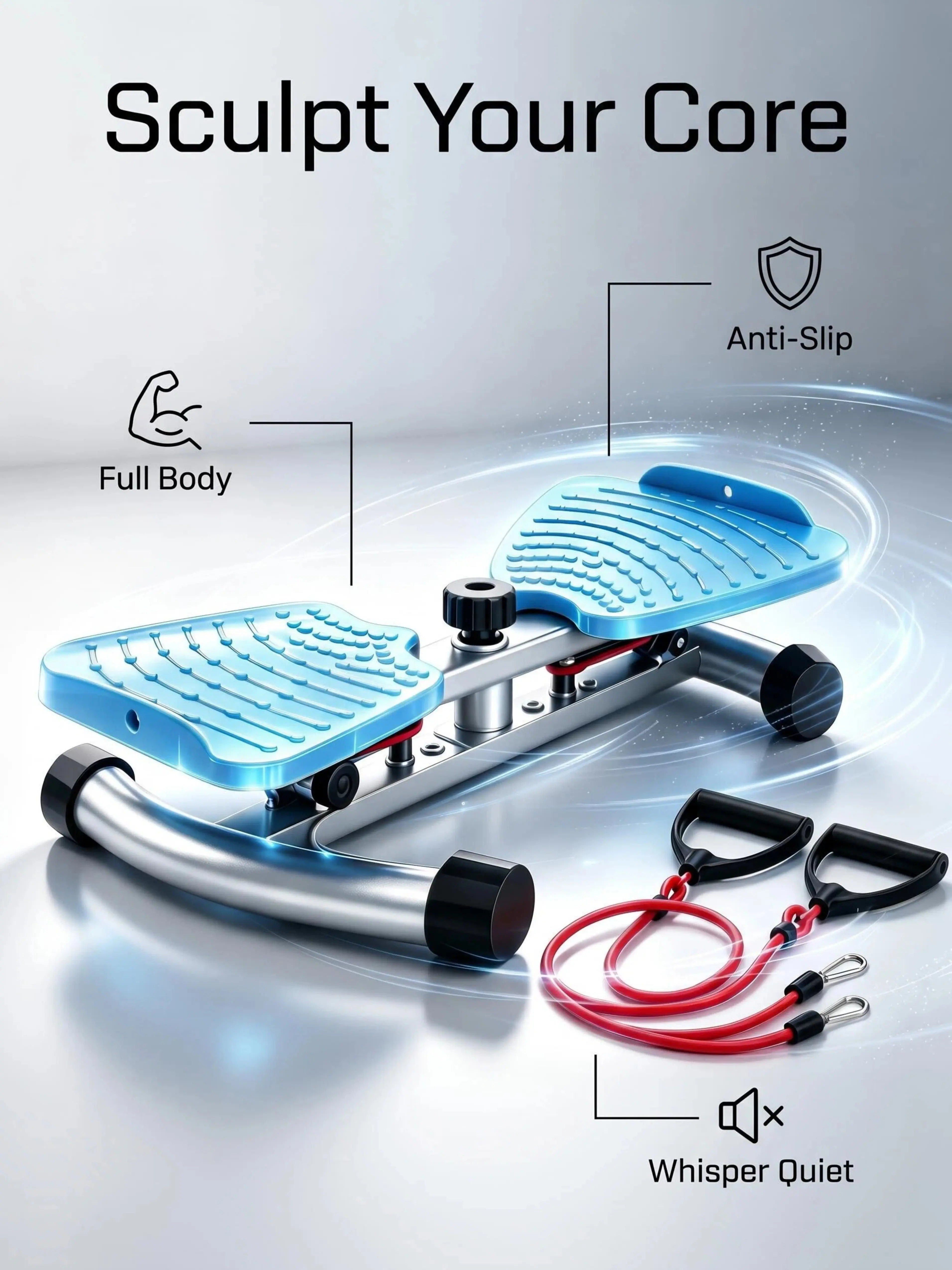 Waist Twister Machine with Resistance Bands, 300 lbs Capacity, Non-Slip Quiet Ab Workout Equipment for Home Gym, Women and Men