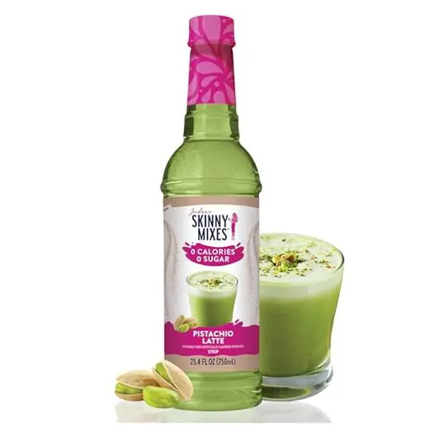 Jordan's Skinny Pistachio Coffee Flavoring Syrup, 25.4 fl oz | 0g sugar, 0 calories, 0g carbs, Keto-friendly and kosher, 25 servings per bottle, Mixes into lattes, shakes, and cocktails