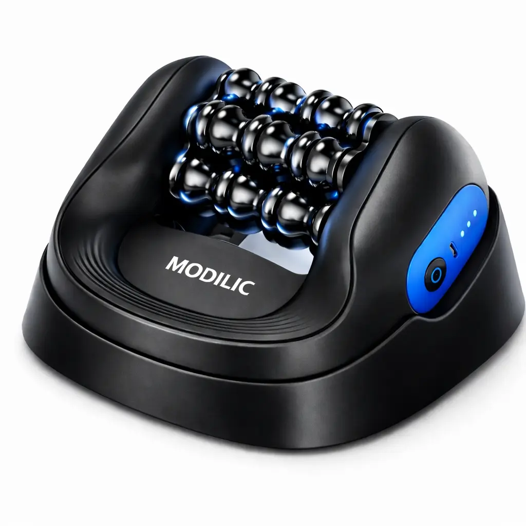 Electric Rolling Massager with Dock – Hands-Free Desk or Handheld Muscle Roller for Legs, Calves, Neck & Back, Deep Tissue Relief, Rechargeable 3 Speeds
