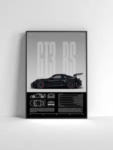 Porsche 911 GT3 RS Poster, Track Beast Supercar Wall Art, High Performance Racing Car Print, Luxury Automotive Decor, Gift for Car Enthusiasts Garage Aesthetic (No Framed)