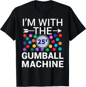 100% Cotton Unisex I'm With Gumball Machine Matching Costume Halloween Couple T-Shirt