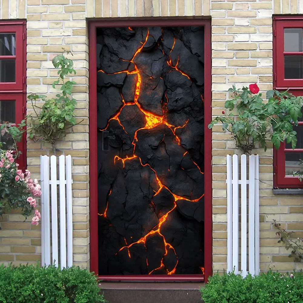 2pcs Lava Crack Wall Stickers Volcano Magma Flame Effect Home Decor Decals Self Adhesive Removable Waterproof Art Wall Stickers for Living Room Bedroom Decorative Wall Decals