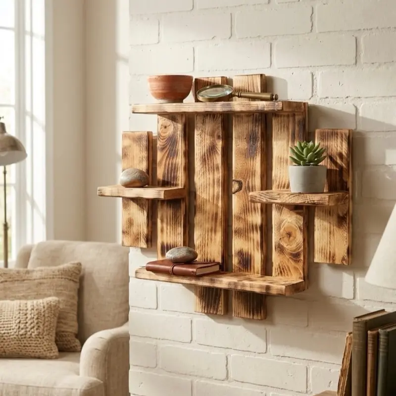 Wooden Varnish Wall Shelf Floating Shelves