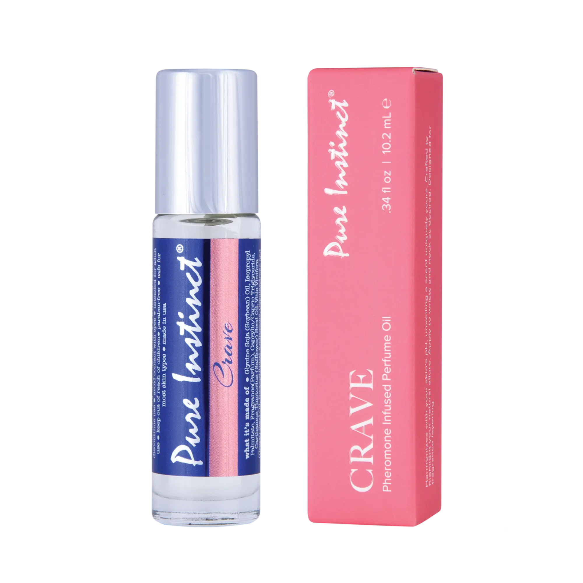 [Pure Instinct] CRAVE Roll-On Pheromone Perfume Oil for Women, Perfumes with Jasmine, Orchid, Amber & Sweet Vanilla, Long-Lasting Date Night Fragrance, Blends with Body Chemistry, Made in USA, 0.34 fl oz TSA Ready