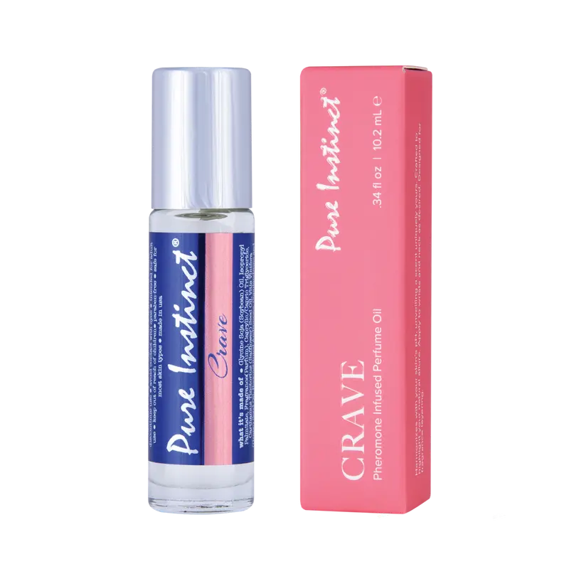 [Pure Instinct] CRAVE Roll-On Pheromone Perfume Oil for Women, Perfumes with Jasmine, Orchid, Amber & Sweet Vanilla, Long-Lasting Date Night Fragrance, Blends with Body Chemistry, Made in USA, 0.34 fl oz TSA Ready