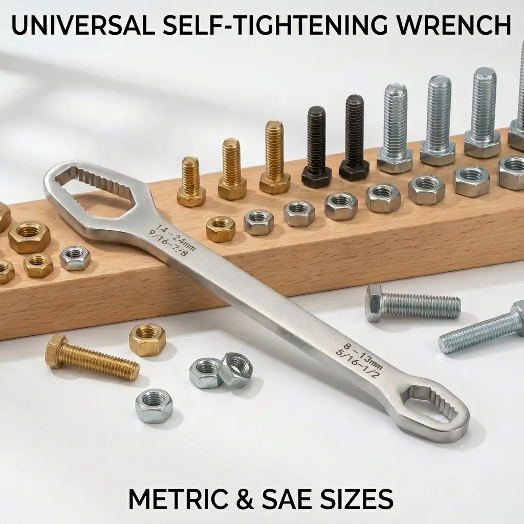 Universal Wrench 8-24mm, Self-Tightening Double-Head Spanner, Non-Slip Multi-Function Wrench for Most Nuts & Bolts, Car Repair, Plumbing, DIY Projects, Bicycle Maintenance, and Home Repairs