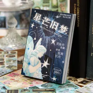 Old Dreams of Starlight 1 Model 30 Sheets Cut Film Sticker Book with 990+ Multi Style Patterns for DIY Notebook & Scrapbook Decoration Stickerless Art