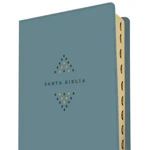 NTV Ultra-Thin Bible, Large Print with Filament - SentiPiel, Serene Blue, Index, Red Letter (Spanish Edition)