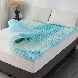 2 Inch 5-Zone Queen Memory Foam Mattress Topper, Gel Infused for Pressure Relief, CertiPUR-US Certified, Blue, 60"×80"