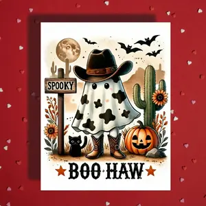 Halloween Wild West Ghost Card Cowboy Ghost Fall Halloween Greeting Card
