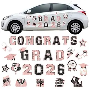 2026 Graduation Car Magnets Congrats Grad Magnetic Bumper Stickers Refrigerator Decals Senior Car Decorations for Car Refrigerator Garage Door