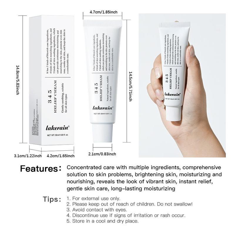 Lakerain 345 Relief Cream Daily Face Moisturizer with Niacinamide & Panthenol for Blemish Relief & Comfort Hydration 50ml