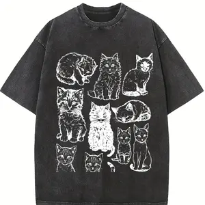 Cats 90s Vintage Tattoo Style Tshirt, Retro Comfort Colors Y2k Kitten Shirt, Cat Lovers Gift, Cute Cat Shirts,Nature Unisex Adult Pet Shirt