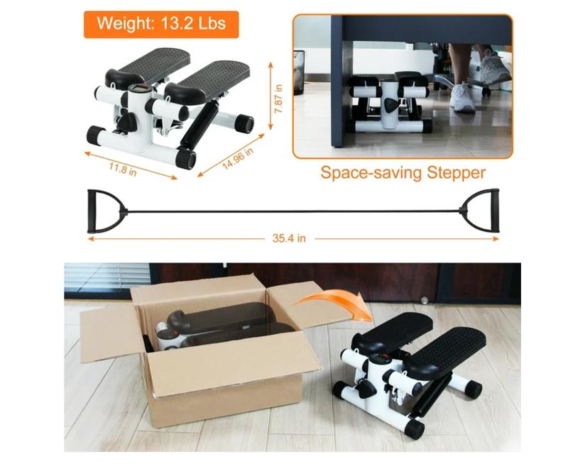 Genuine Trending Stepper For Exercise, Space-Saving Stair Stepper with Resistance Bands,Hydraulic Fitness Stair Stepper w/ LCD Monitor, Mini Stepper for Home And Office Use with 300LB Loading Capacity, Best Exercise Machine for Full Body Workout